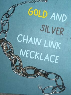 gold and silver chain link necklace
